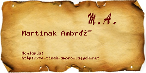 Martinak Ambró névjegykártya